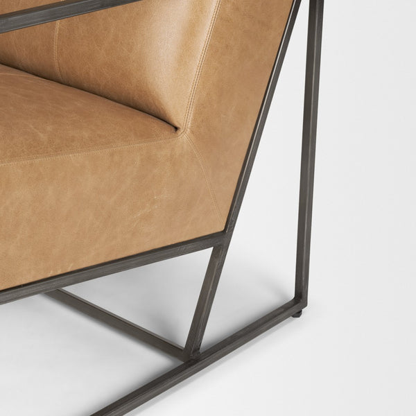 Mercana Stratton Accent Chair - Industrial Elegance with Unique Leather Patchwork for Timeless Comfort 70869