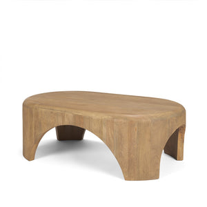 Mercana Shima Elegant Coffee Table with Arched Legs - Premium Solid Wood Design for Modern Living Spaces Light Brown | Wood | Oval 70866