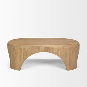 Mercana Shima Elegant Coffee Table with Arched Legs - Premium Solid Wood Design for Modern Living Spaces Light Brown | Wood | Oval 70866