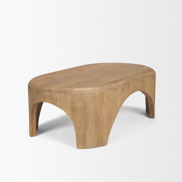 Mercana Shima Elegant Coffee Table with Arched Legs - Premium Solid Wood Design for Modern Living Spaces Light Brown | Wood | Oval 70866