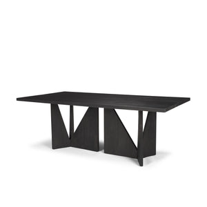 Mercana Tarro 84" Rectangular Textured Black Wood w/ Geometrical Base Dining Table  70897