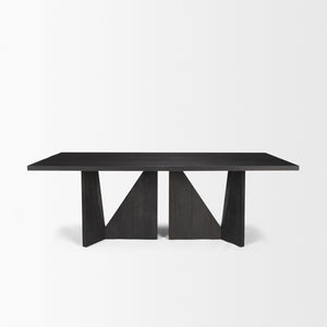 Mercana Tarro 84" Rectangular Textured Black Wood w/ Geometrical Base Dining Table  70897