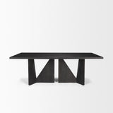 Mercana Tarro 84" Rectangular Textured Black Wood w/ Geometrical Base Dining Table  70897