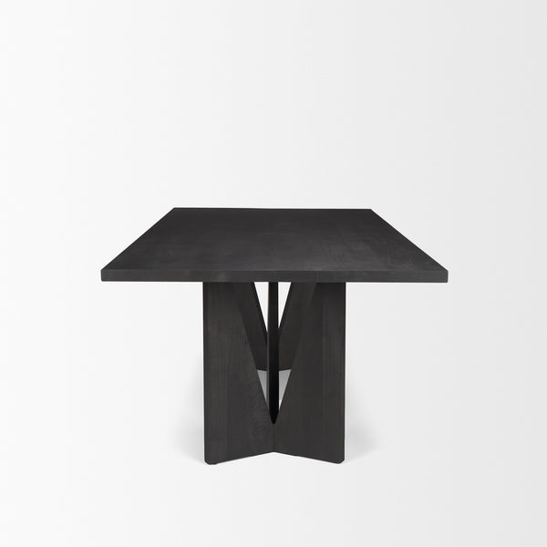 Mercana Tarro 84" Rectangular Textured Black Wood w/ Geometrical Base Dining Table  70897