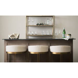 Mercana Hollyfield II Counter Stool - Chic Low-Back Design with Luxe Metallic Accents for Modern Spaces Cream Fabric | Gold Metal | Counter 69452