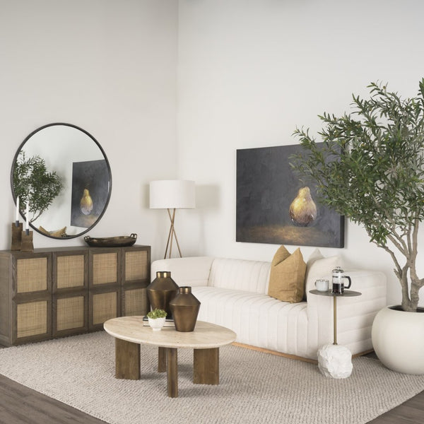 Mercana Syona Sculptural Coffee Table with Natural Stone Top and Sturdy Mango Wood Legs for Stylish Design 70879-AB