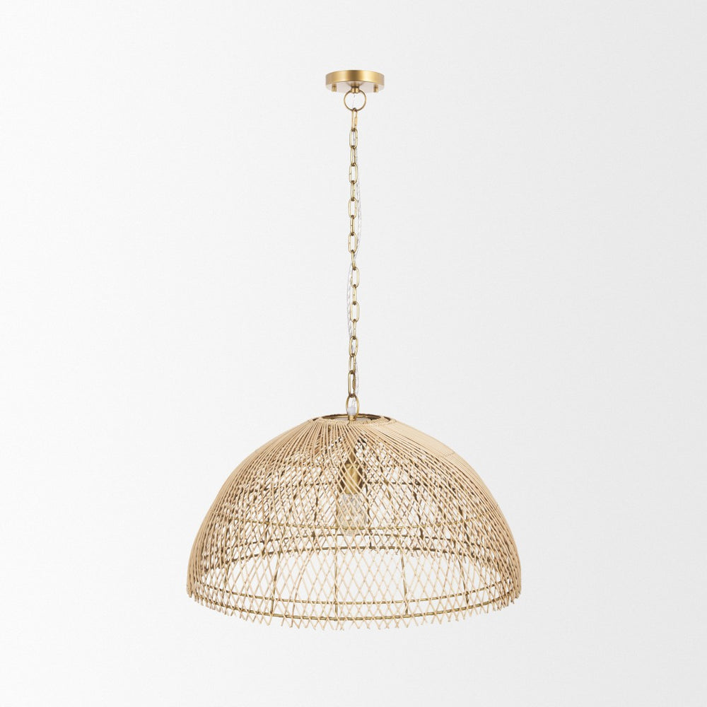 Mercana Thad 1-Light Coastal Woven Dome Pendant - Warm Natural Accent for Modern Boho and Transitional Spaces 70914