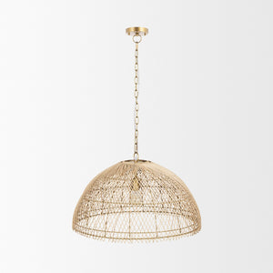 Mercana Thad 1-Light Coastal Woven Dome Pendant - Warm Natural Accent for Modern Boho and Transitional Spaces 70914