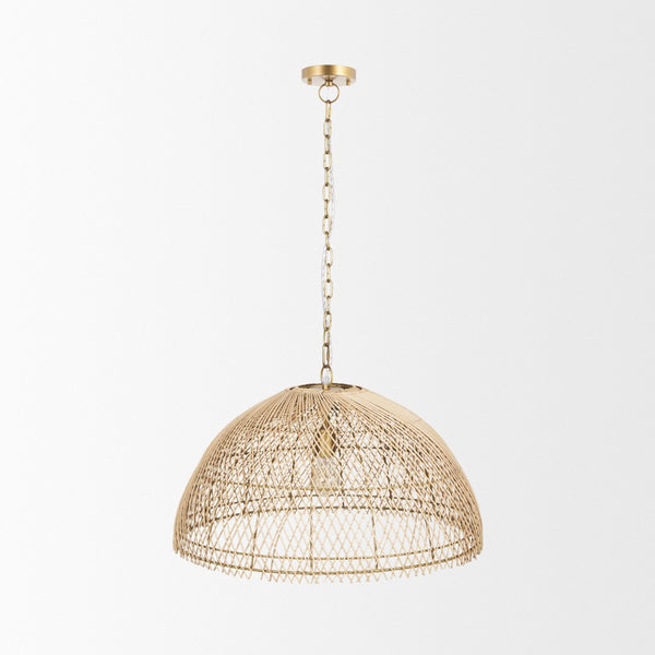 Mercana Thad 1-Light Coastal Woven Dome Pendant - Warm Natural Accent for Modern Boho and Transitional Spaces 70914