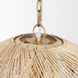 Mercana Thad 1-light Natural Woven Rattan Dome Pendant Rattan Shade | Gold Metal Rope 70914