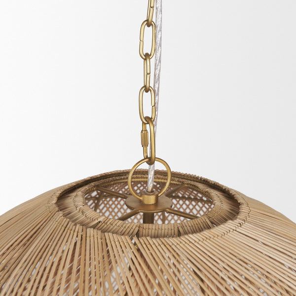Mercana Thad 4-Light Coastal-Inspired Chandelier - Elegant Foyer Lighting with Adjustable Hanging Height Rattan | Gold Metal | Lantern Shade 70915