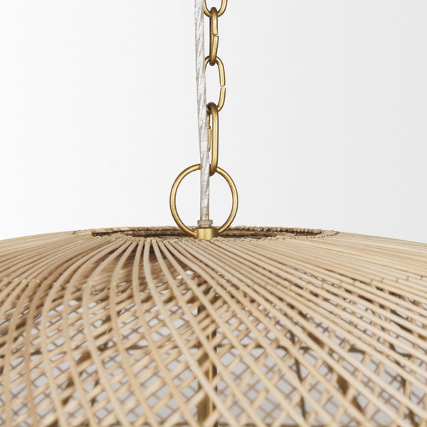 Mercana Thad 4-Light Coastal-Inspired Chandelier - Elegant Foyer Lighting with Adjustable Hanging Height Rattan | Gold Metal | Dome Shade 70916