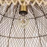 Mercana Thad 1-light Natural Woven Rattan Dome Pendant Rattan Shade | Gold Metal Rope 70914