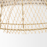 Mercana Thad 1-light Natural Woven Rattan Dome Pendant Rattan Shade | Gold Metal Rope 70914