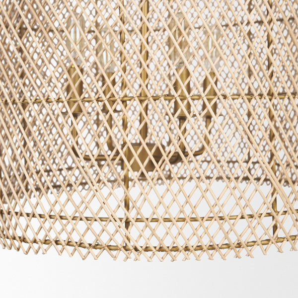 Mercana Thad 4-Light Coastal-Inspired Chandelier - Elegant Foyer Lighting with Adjustable Hanging Height Rattan | Gold Metal | Lantern Shade 70915