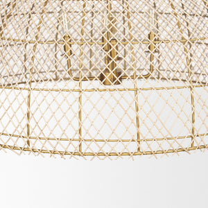 Mercana Thad 4-Light Coastal-Inspired Chandelier - Elegant Foyer Lighting with Adjustable Hanging Height Rattan | Gold Metal | Dome Shade 70916