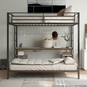 English Elm Ethan Full Over Twin Bunk Bed With Desk, Charging Station & Safety Guard For Smart Room Solutions B083S00006
