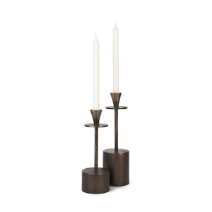 Mercana Petria Elegant Textured Candle Holders in Antiqued Gold for Timeless Tabletop Decor and Charm Antiqued Brass | Metal 70649