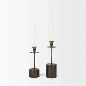 Mercana Petria Elegant Textured Candle Holders in Antiqued Gold for Timeless Tabletop Decor and Charm Antiqued Brass | Metal 70649