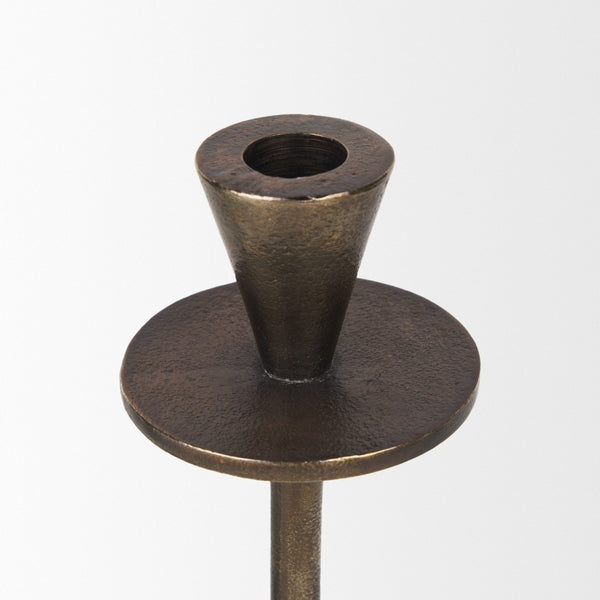 Mercana Petria Elegant Textured Candle Holders in Antiqued Gold for Timeless Tabletop Decor and Charm Antiqued Brass | Metal 70649