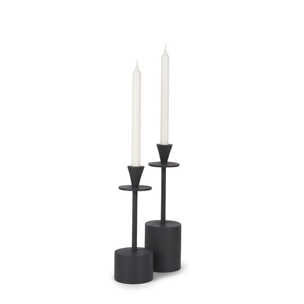 Mercana Petria Elegant Textured Candle Holders in Antiqued Gold for Timeless Tabletop Decor and Charm Matte Black | Metal 70650