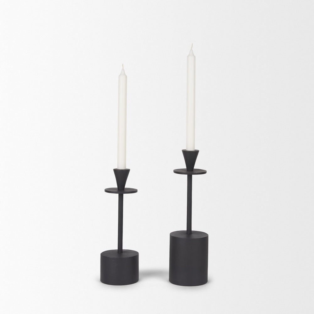 Mercana Petria Elegant Textured Candle Holders in Antiqued Gold for Timeless Tabletop Decor and Charm Matte Black | Metal 70650