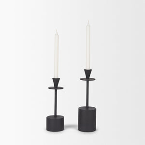 Mercana Petria Elegant Textured Candle Holders in Antiqued Gold for Timeless Tabletop Decor and Charm Matte Black | Metal 70650