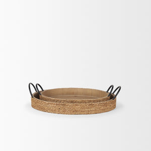 Mercana Wheaton Rustic Wood Serving Tray with Natural Texture for Stylish Home Décor and Organization 71046