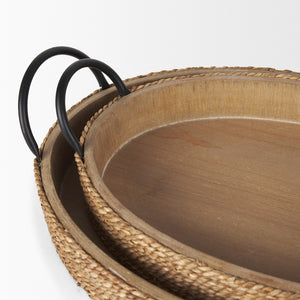 Mercana Wheaton Rustic Wood Serving Tray with Natural Texture for Stylish Home Décor and Organization 71046