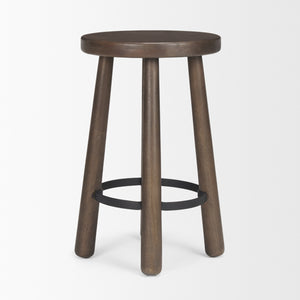 Mercana Weldon Dark Brown Wood W/ Matte Black Metal Counter Stool Dark Brown Wood | Black Metal Wood 71037