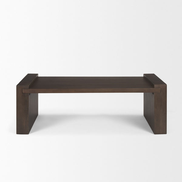 Mercana Wesson Coffee Table - Modern Solid Mango Wood Design for Contemporary and Rustic Living Spaces Dark Brown Wood 71039