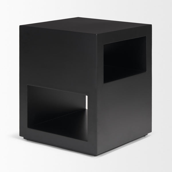 Mercana Vondra Architectural Side Table with Open Shelves for Stylish Storage and Modern Living Spaces 71053