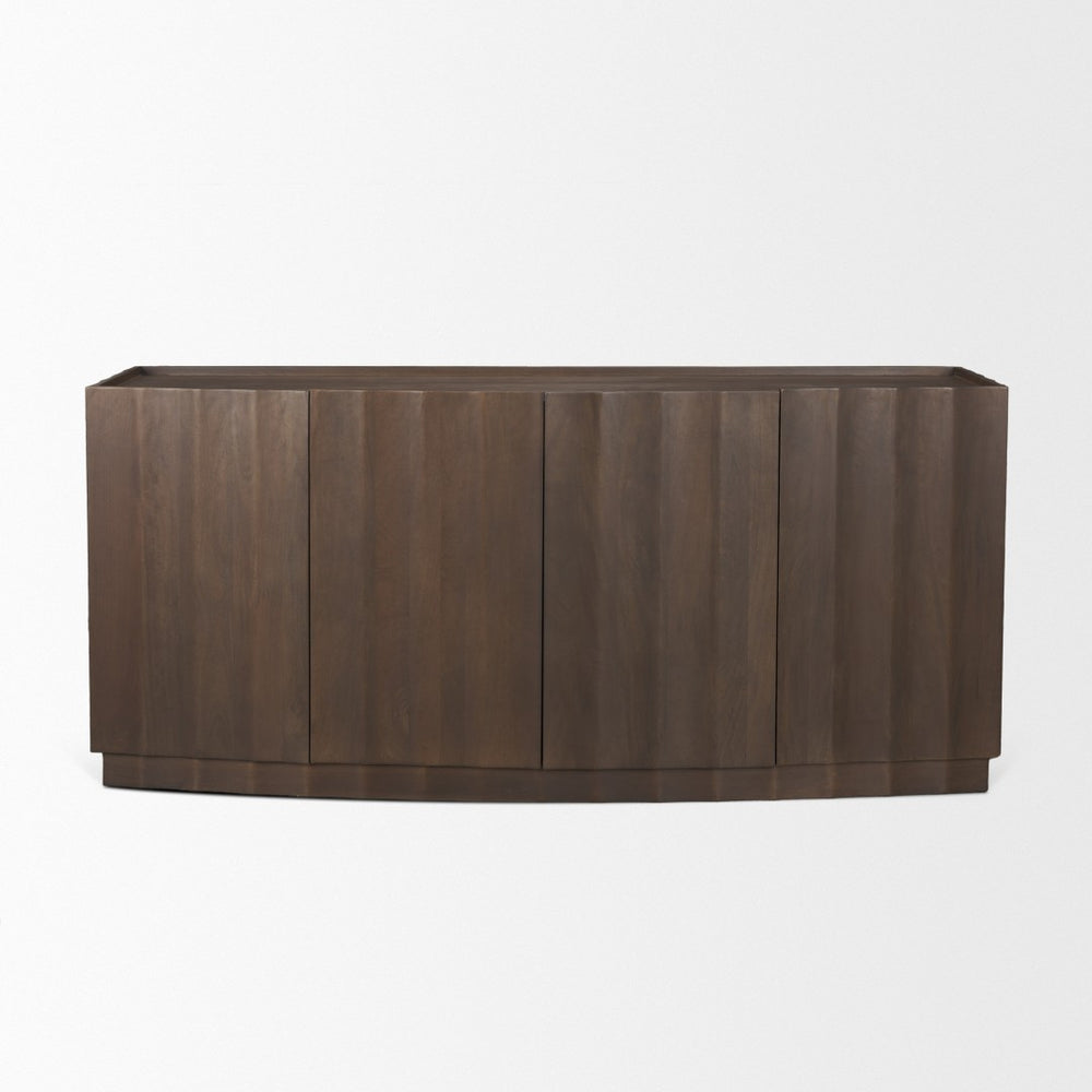 Mercana Swanson Scalloped Sideboard - Elegant Mango Wood Design with Matte Black Accents for Modern Spaces 71007