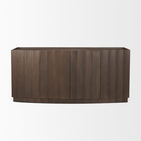 Mercana Swanson Scalloped Sideboard - Elegant Mango Wood Design with Matte Black Accents for Modern Spaces 71007
