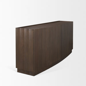 Mercana Swanson Scalloped Sideboard - Elegant Mango Wood Design with Matte Black Accents for Modern Spaces 71007
