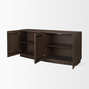 Mercana Swanson Scalloped Sideboard - Elegant Mango Wood Design with Matte Black Accents for Modern Spaces 71007