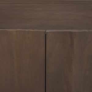 Mercana Swanson Scalloped Sideboard - Elegant Mango Wood Design with Matte Black Accents for Modern Spaces 71007