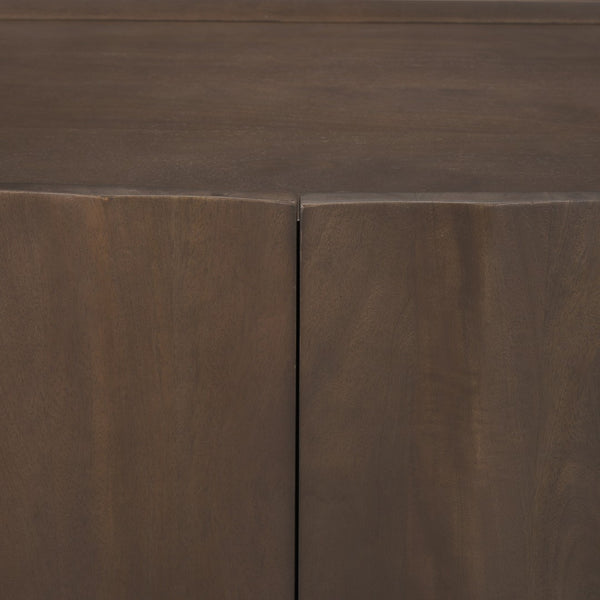 Mercana Swanson Scalloped Sideboard - Elegant Mango Wood Design with Matte Black Accents for Modern Spaces 71007