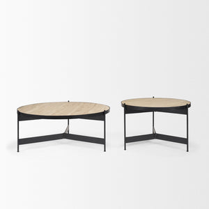 Mercana Wade Elegant Nesting Coffee Tables – Natural Stone & Sleek Metal Design for Modern Living Spaces 71042-AB