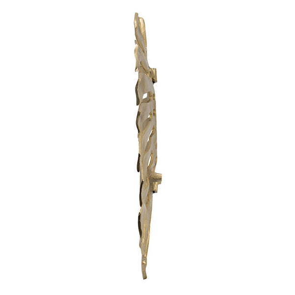 English Elm Linzo Botanical Monstera Aluminum Wall Sculpture in a Polished Gold Foyer Accent B056P412608