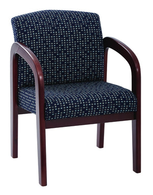 OSP Home Furnishings Cherry Finish Solid Wood Visitor Chair with Lumbar Support for Office or Reception Areas Indigo WD387-K113