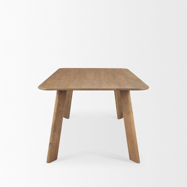 Mercana Welborn Rectangular Dining Table - Modern Solid Mango Wood with Sandblasted Finish for Elegant Spaces 84" Lt Brown Wood Top | Lt Brown Wood Legs 71056-AB