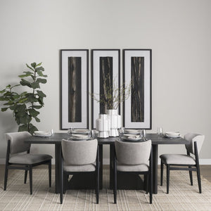 Mercana Cline Dining Chair - Sculptural Design with Plush Comfort and Bold Wood Legs for Modern Interiors Gray Fabric | Black Wood 69830