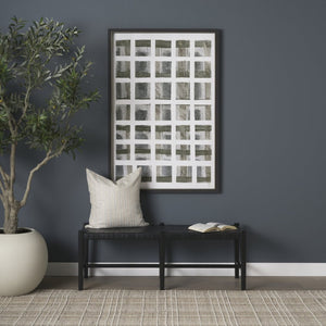 Mercana Shane Sculptural Bench with Hand-Woven Buffalo Leather Seat for Modern Minimalist Spaces 70801