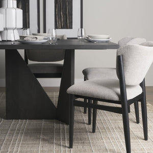Mercana Tarro Dining Table - Contemporary Light Brown Wood with Geometric Base for Modern Dining Spaces 84" Black Wood Top | Black Wood Base 70897