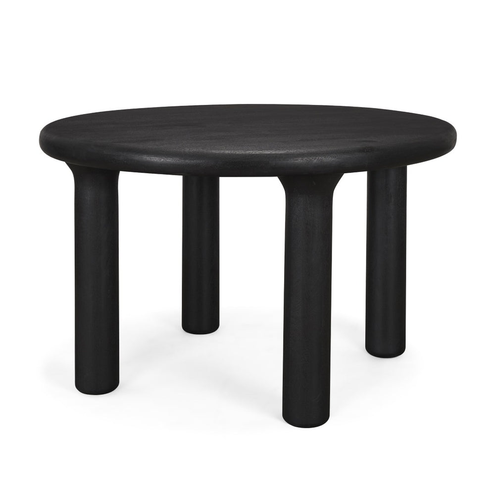 Mercana Soma Round Dining Table in Textured Black Mango Wood – Elegant Focal Point for Modern Spaces 48" Black Wood Top | Black Wood Legs 70883-AB
