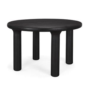 Mercana Soma Round Dining Table in Textured Black Mango Wood – Elegant Focal Point for Modern Spaces 48" Black Wood Top | Black Wood Legs 70883-AB