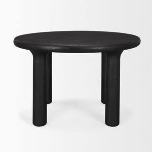 Mercana Soma Round Dining Table in Textured Black Mango Wood – Elegant Focal Point for Modern Spaces 48" Black Wood Top | Black Wood Legs 70883-AB