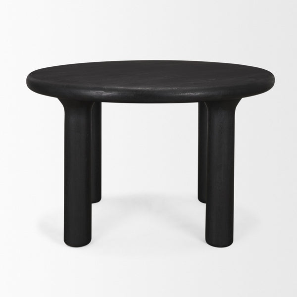 Mercana Soma Round Dining Table in Textured Black Mango Wood – Elegant Focal Point for Modern Spaces 48" Black Wood Top | Black Wood Legs 70883-AB