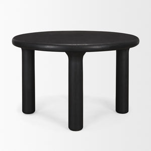 Mercana Soma Round Dining Table in Textured Black Mango Wood – Elegant Focal Point for Modern Spaces 48" Black Wood Top | Black Wood Legs 70883-AB